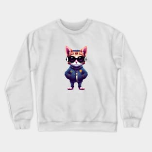 Fashionable cat in glasses Crewneck Sweatshirt